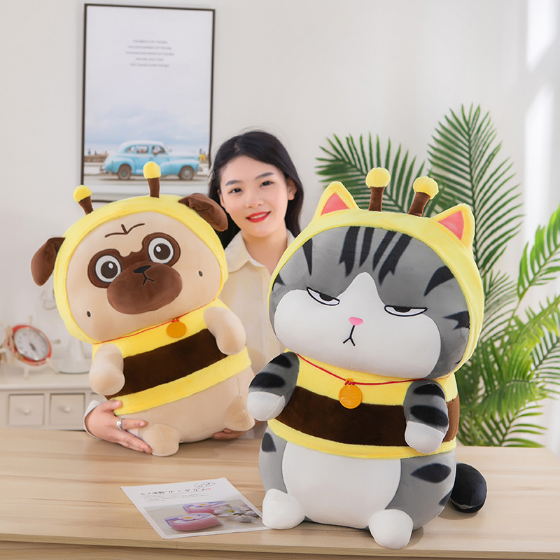 Boneka Furya Kucing dan Dogie Kostum Bee  Bahan Plush