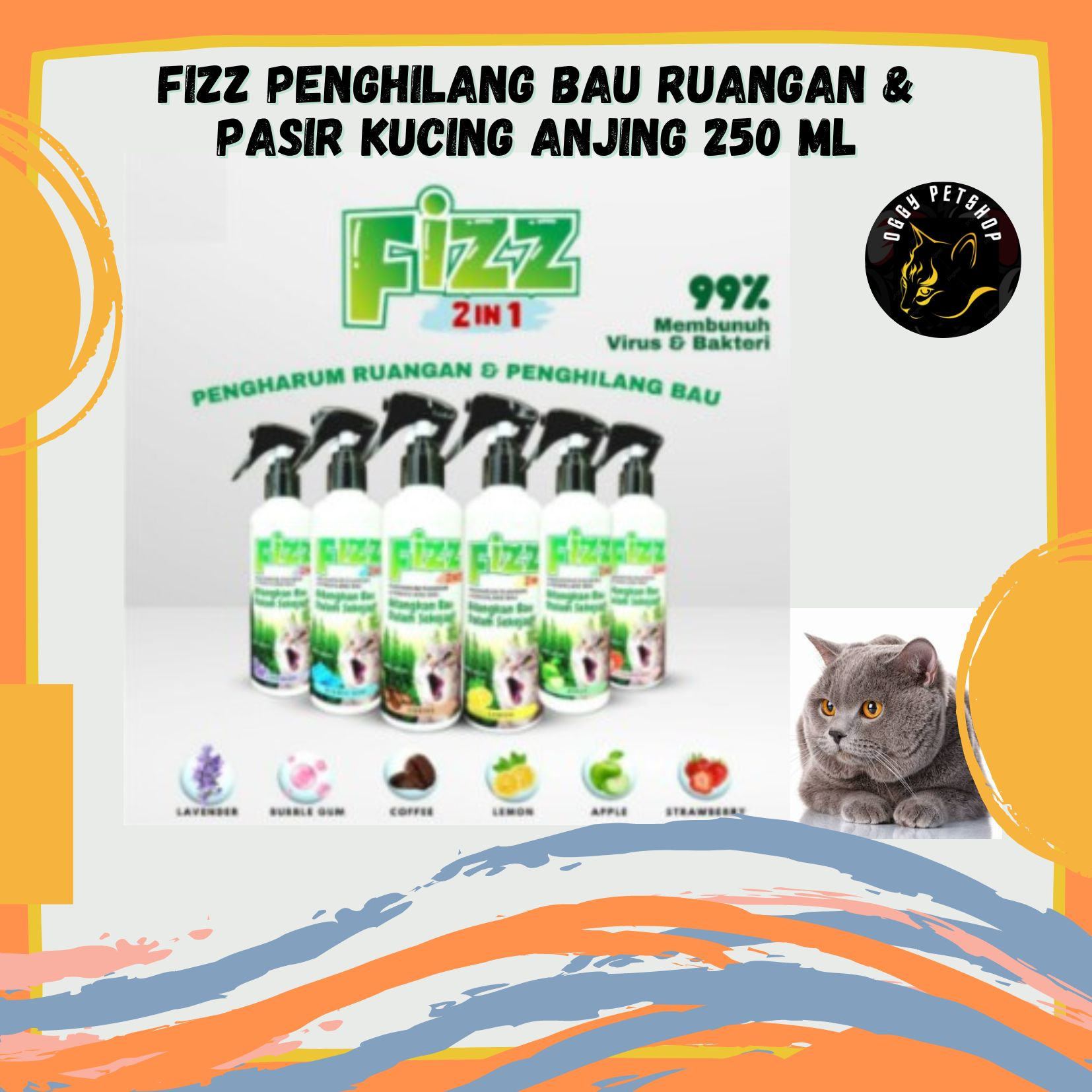 FIZZ Spray Pengharum Ruangan dan Penghilang bau 250 ml