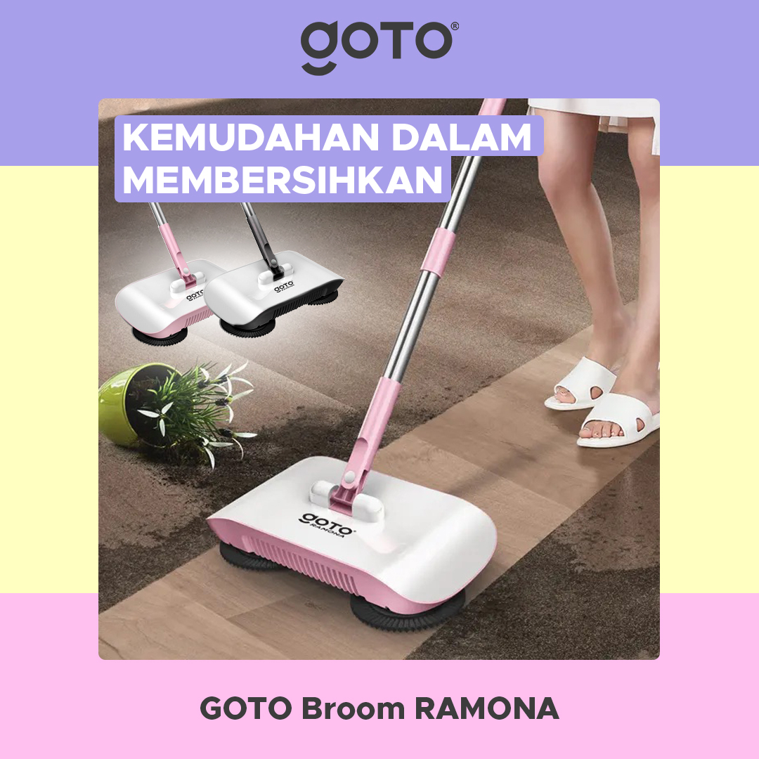 Sapu pel otomatis Alat pel lantai otomatis dengan penyedot debu, gagang fleksibel, dan tempat debu k