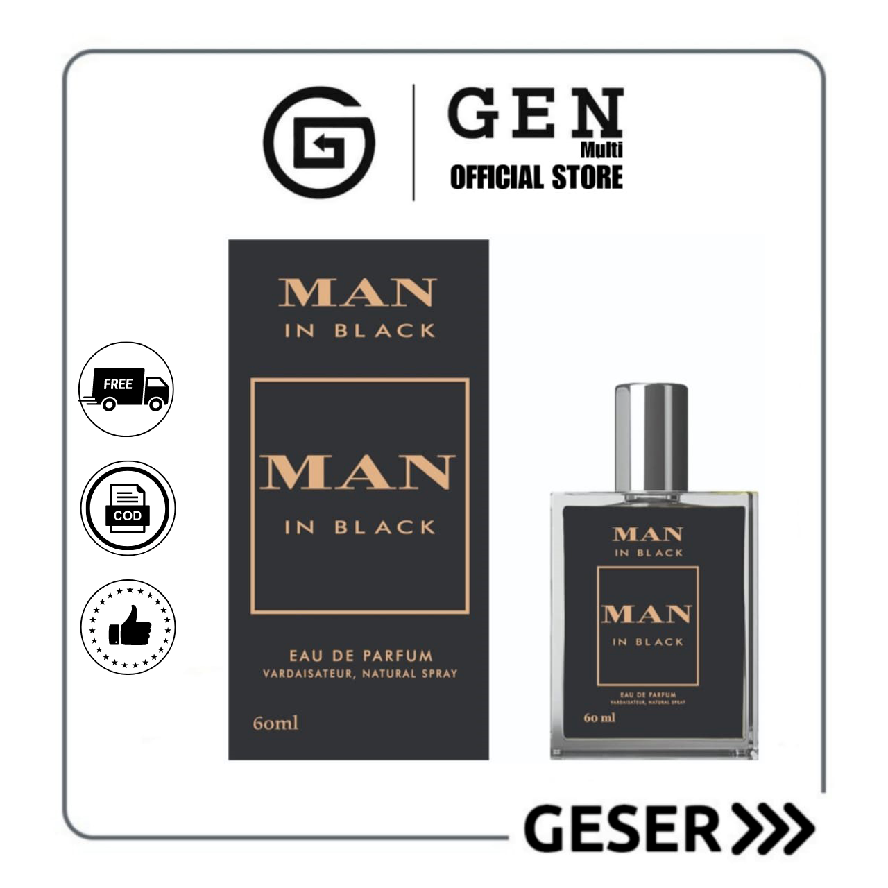 GEN - BPOM Parfum Man In Black 50ml Premium / Parfum Man In Black 50ml Best Seller / Parfum Pria Wangi Tahan Lama