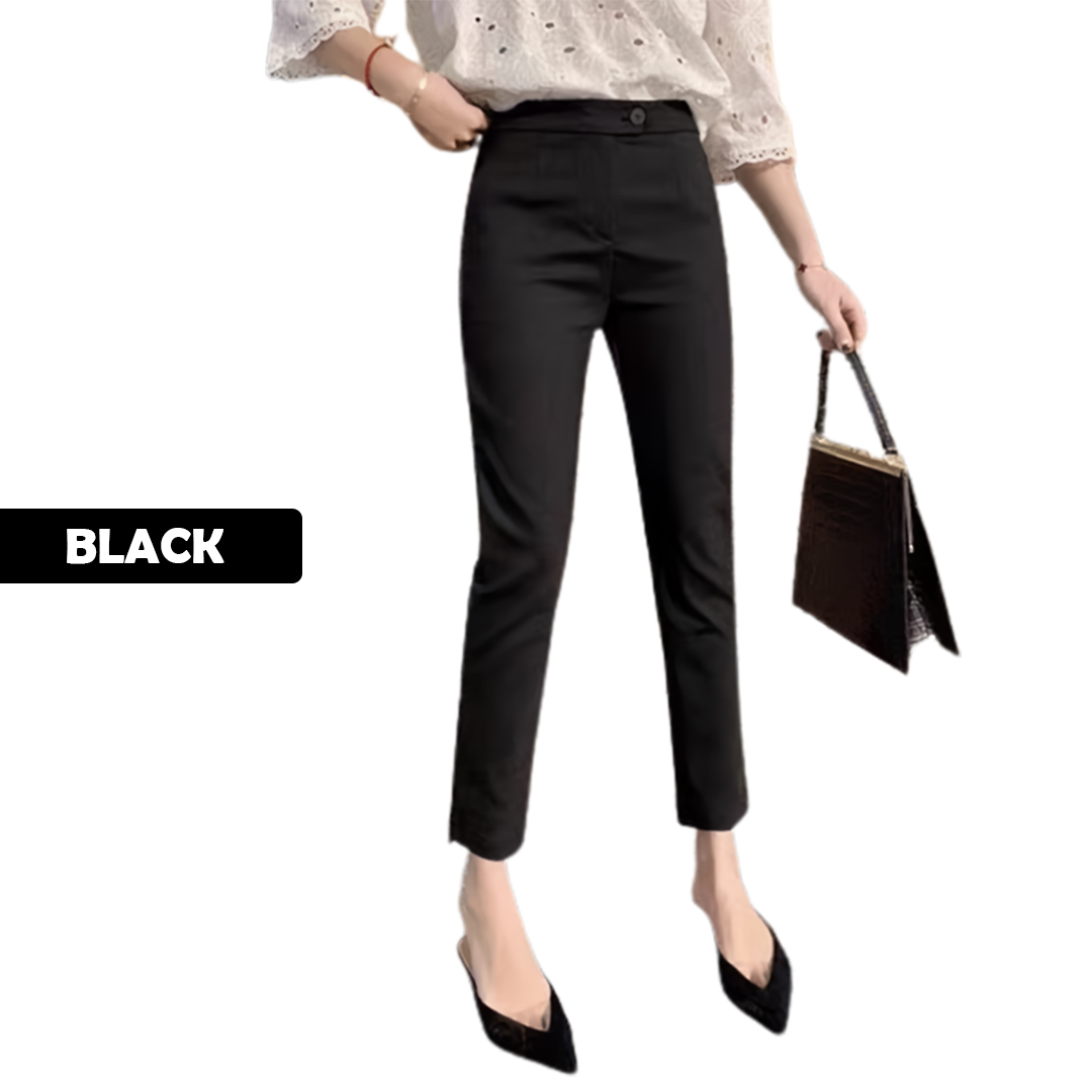 Celana Wanita YS6139 Baggy Pants Hitam POlos - YOYOSOO