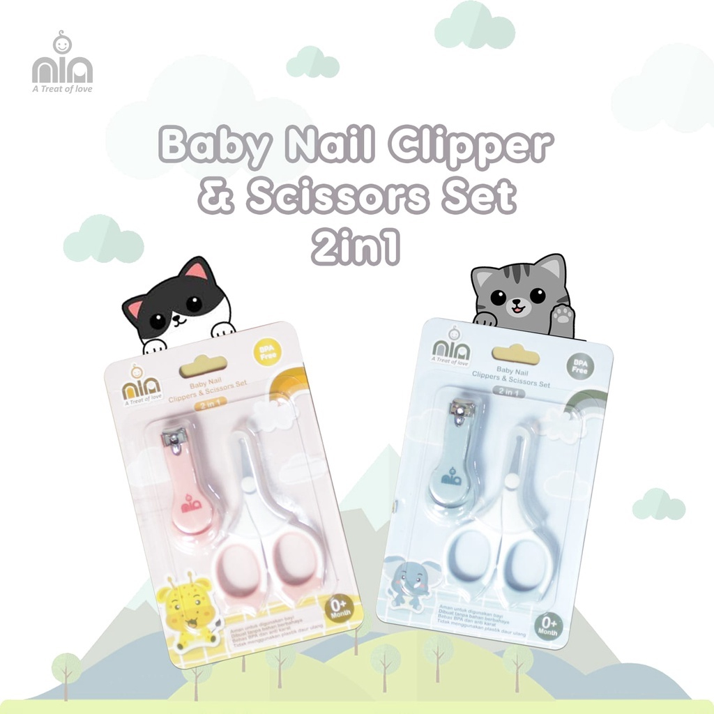 NIA Baby Nail Clippers &amp; Scissors Set 2in1 Gunting Kuku Bayi 0m+