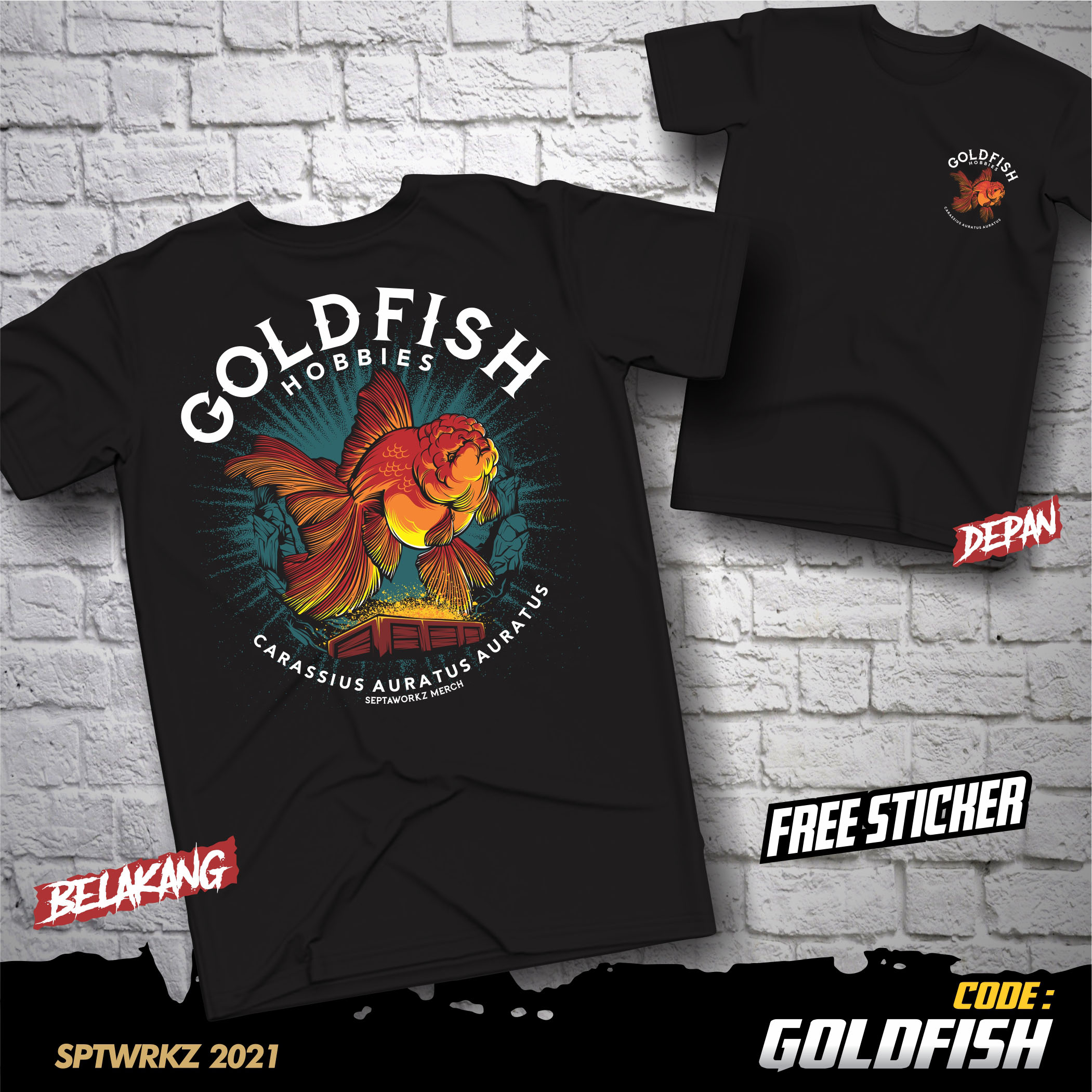 KAOS IKAN MAS LOVERS/KAOS PECINTA IKAN MAS/GOLDFISH LOVERS T-SHIRT/KAOS IKAN HIAS/KAOS HOBI IKAN/KAO