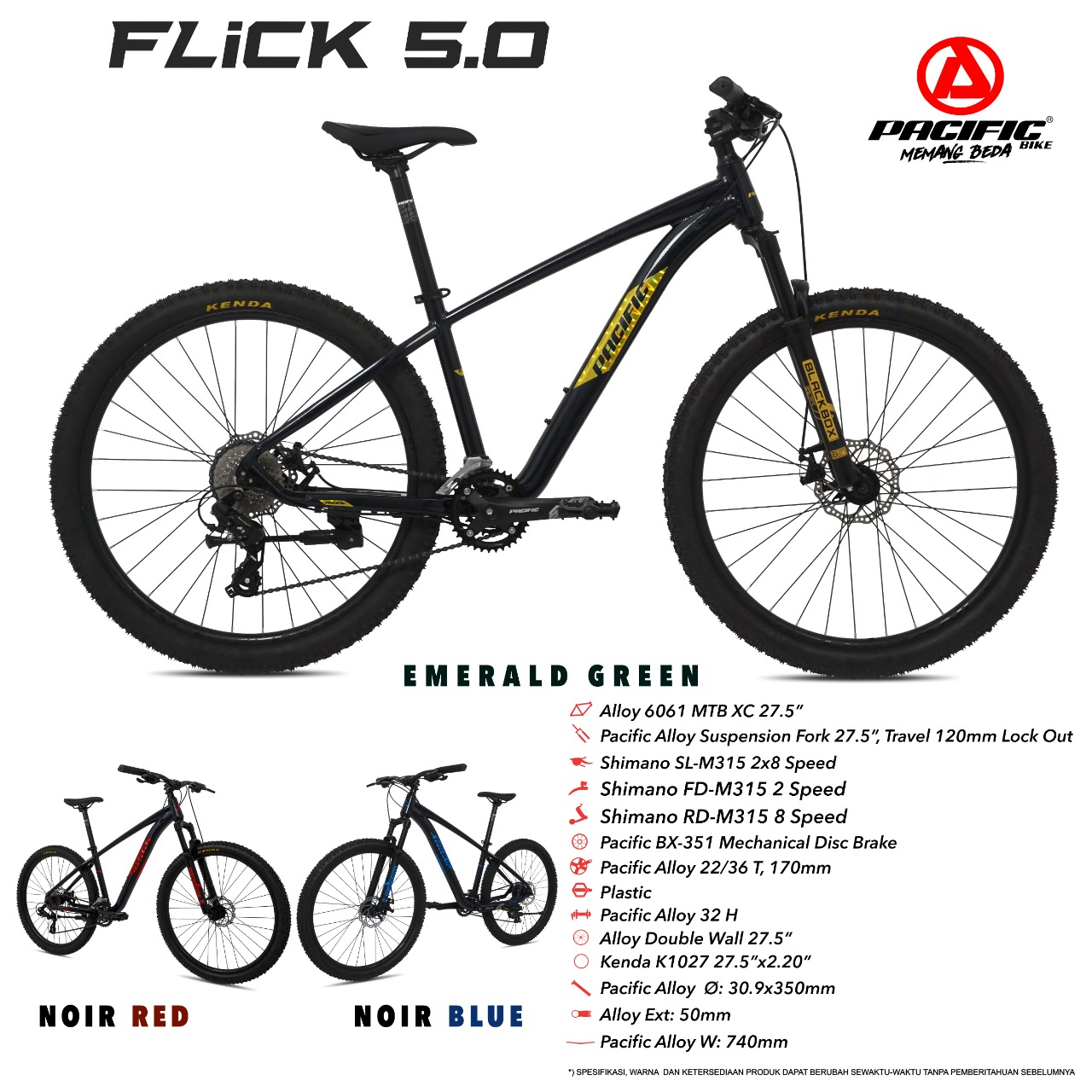 SEPEDA GUNUNG PACIFIC 27.5 INCH MTB FLICK 5.0 (2X8 MD)