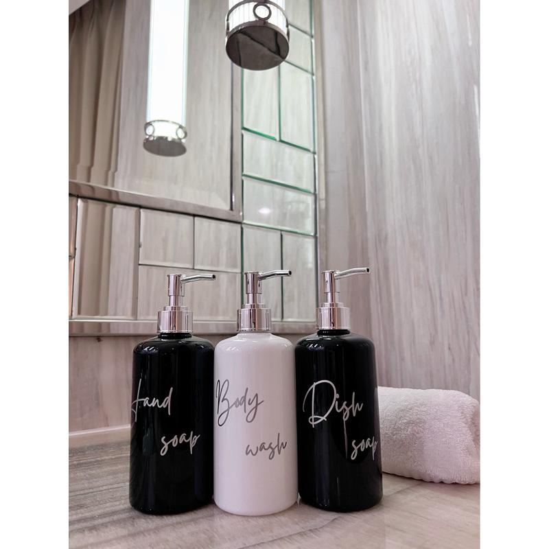 BOTOL HITAM / PUTIH N28 500ML SILVER EDITION DIAMOND LUXURY LONG PIPE . aesthetic bottle refill dispenser hand soap liquid tempat sabun cair pump estetik