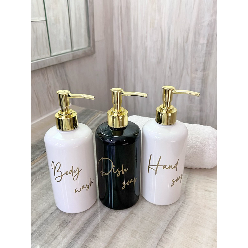 BOTOL HITAM / PUTIH N28 500ml  DIAMOND GOLD NEW LONG PIPE . aesthetic bottle refill dispenser hand soap liquid tempat sabun cair pump estetik