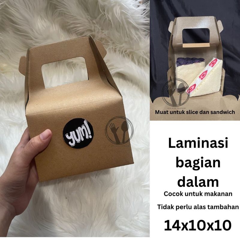 GABLE BOX BOX JINJING MINI KECIL SMALL MURAH BOX KARTON COKLAT FOLD CARRY DUS KUE SOUVENIR 8X8X8 BAG