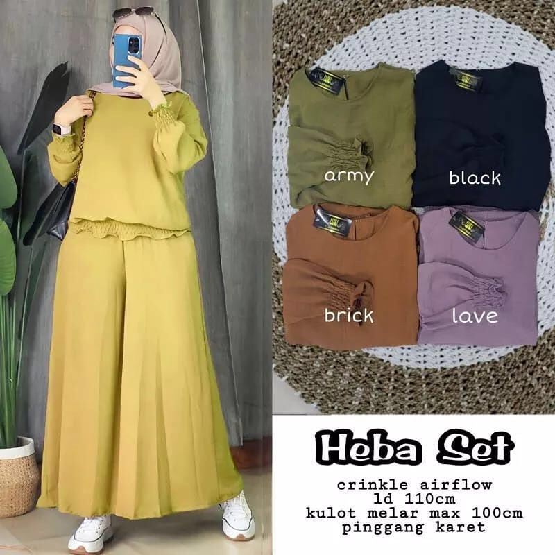 Baju Setelan Wanita Terbagus 2023 Setcel Kulot Crinkle Setelan wanita Crinkle Heba Set Ld 110 One Set Polos Terbaru Mewah Murah OOTD Daily Casual