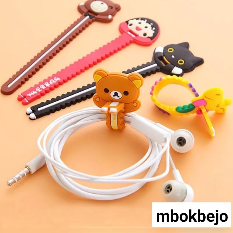 CLIP KABEL HP LUCU PENGGULUNG PENGIKAT KABEL CASING KARAKTER MURAH SILIKON UK 11,5cm x 2,7cm