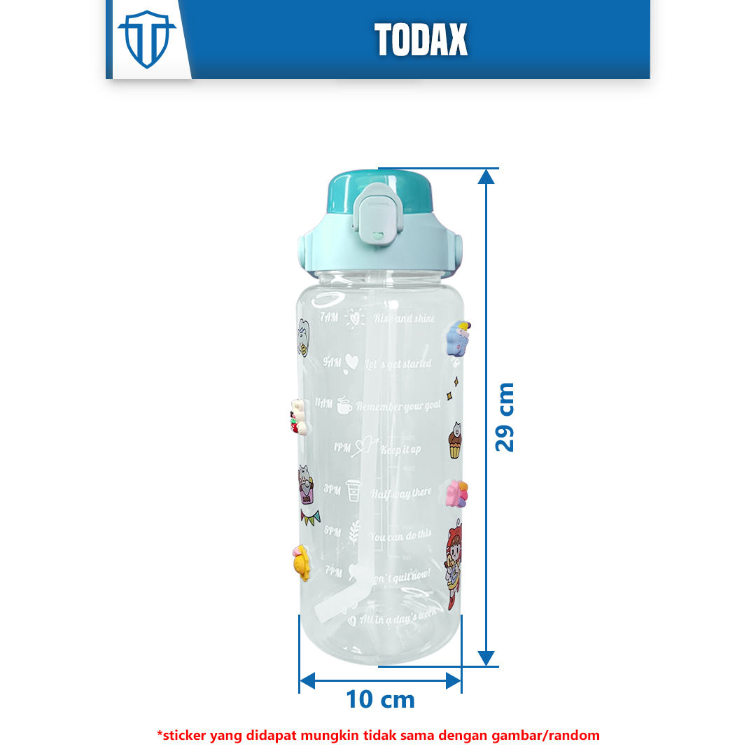 Botol Minum Motivasi 2 Liter/2000ml Gratis Botol Bening Free Gratis Stiker Botol Penanda Waktu Transparan Botol Minum Viral Botol Minum Tritan