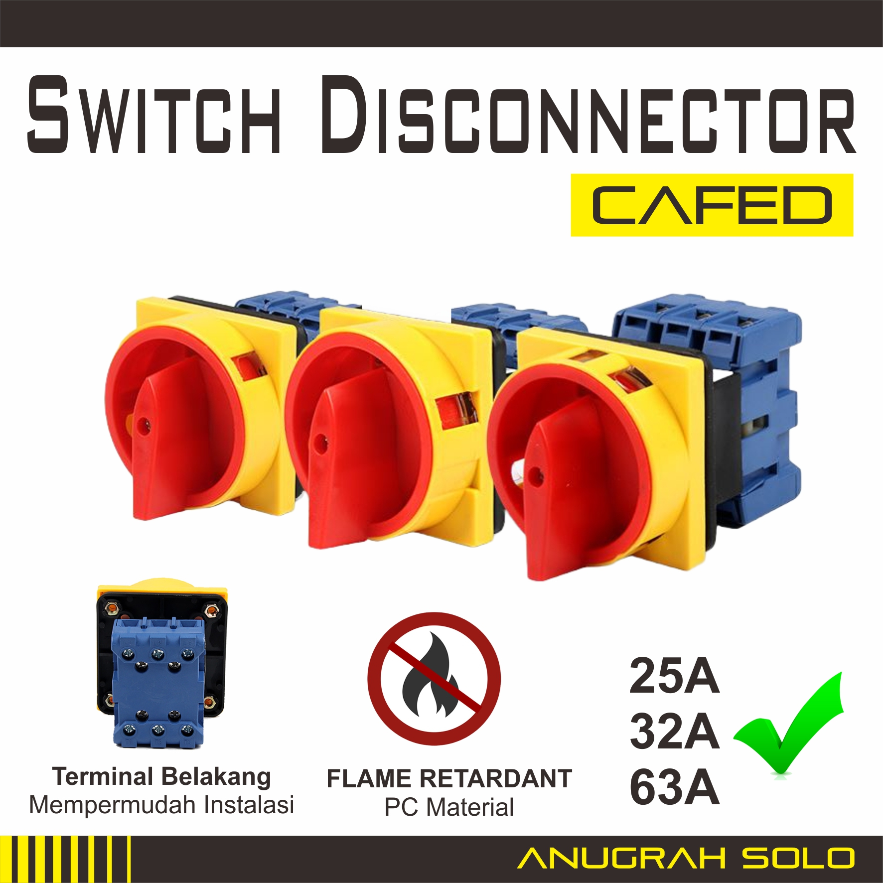 CAM SWITCH ON-OFF 3 PHASE 25A 32A 63A JYD11/3 CAFED 3 POLE 25A 32A 63A