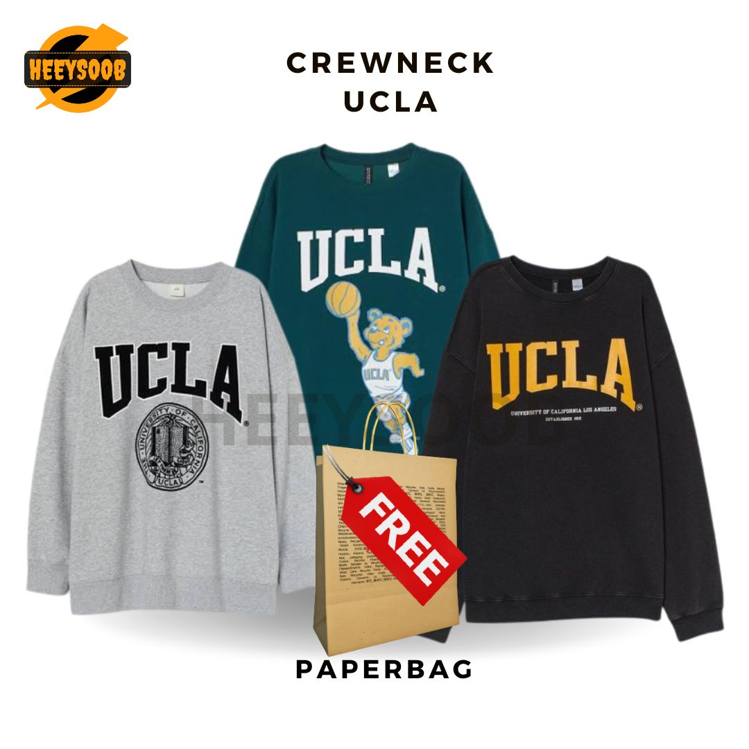 Crewneck HM UCLA GREY , GREEN , BLACK Sweatshirt Pria Wanita FREE PAPERBAG