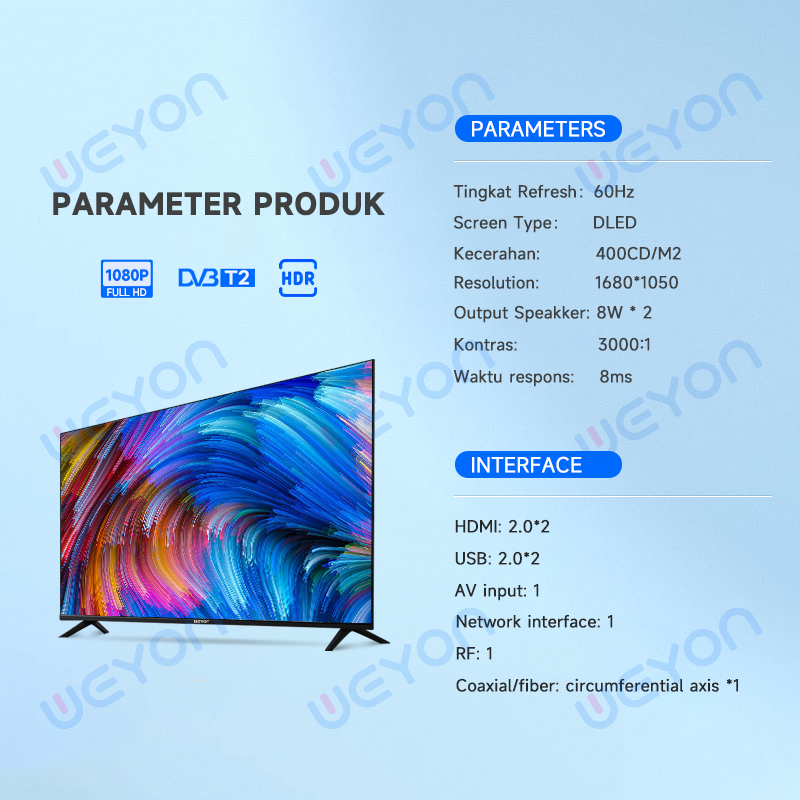 Weyon TV Digital 32/40/43 inch tv led Digital FHD Televisi DVB-T2