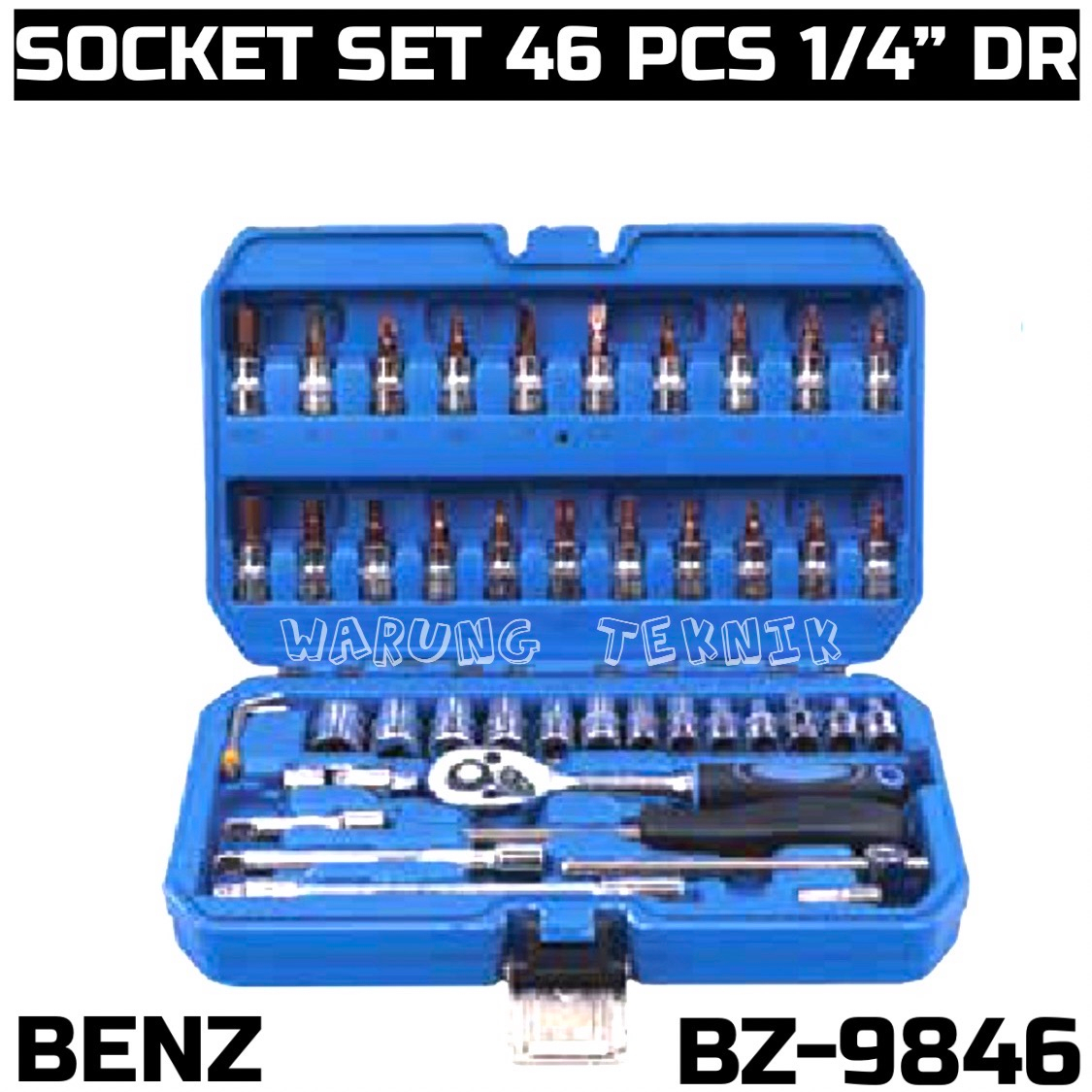 BENZ BZ-9846 SOCKET SET 46 PCS 1/4&quot; DR - Kunci Sok Set Drive 1/4&quot; 46 Pcs