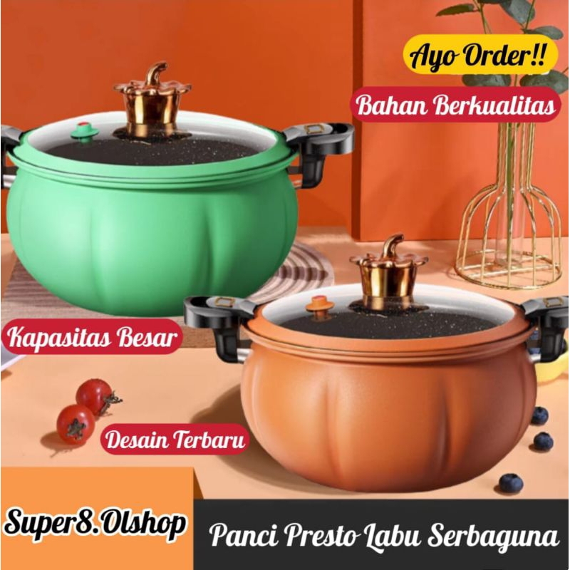 Panci Presto Labu Stainless Ukuran Besar 8L Anti Lengket Cooker Serbaguna⭐ Super8 ⭐