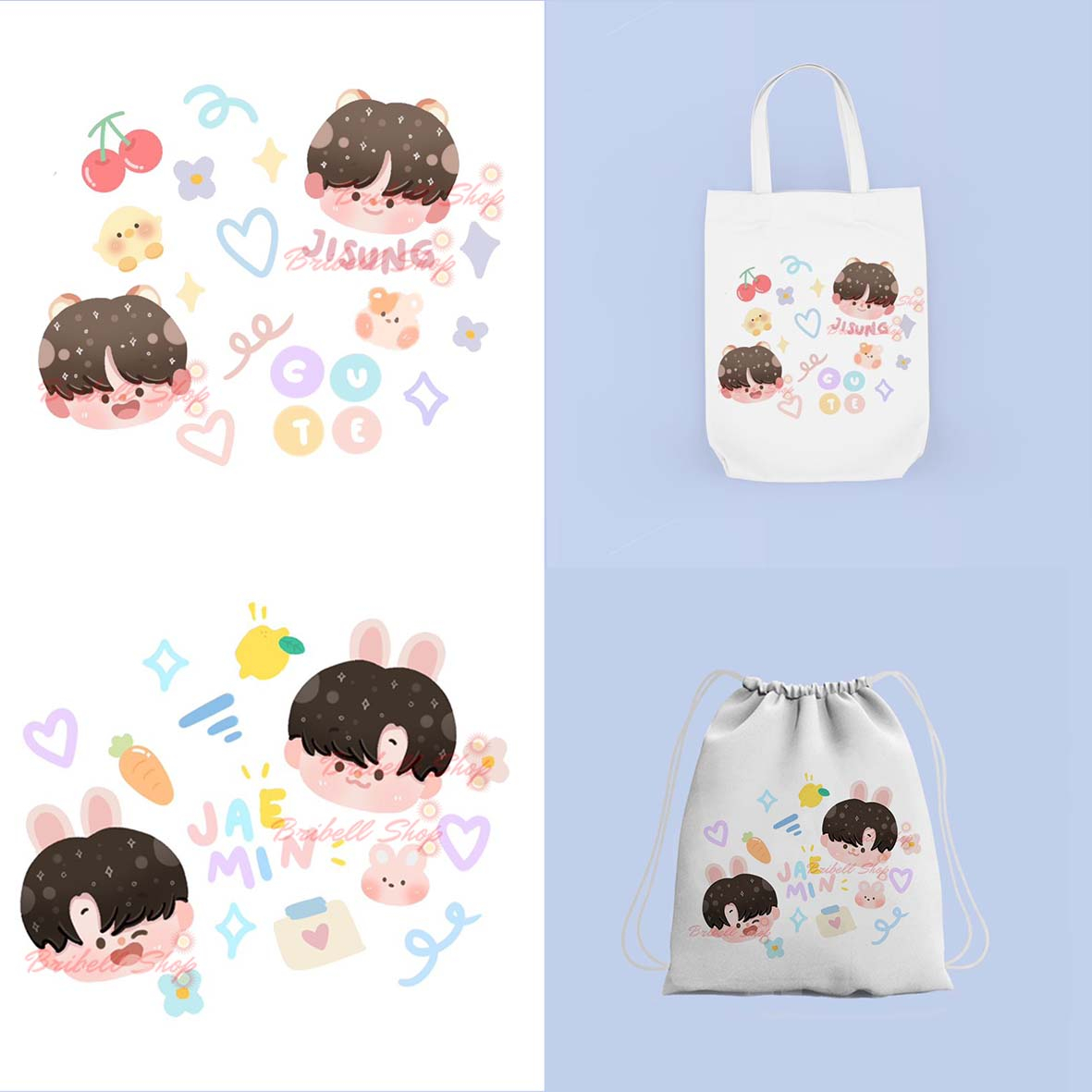 Tas Serut Kanvas Bergambar NCT Dream Doodle Bisa cod Bribell Korean