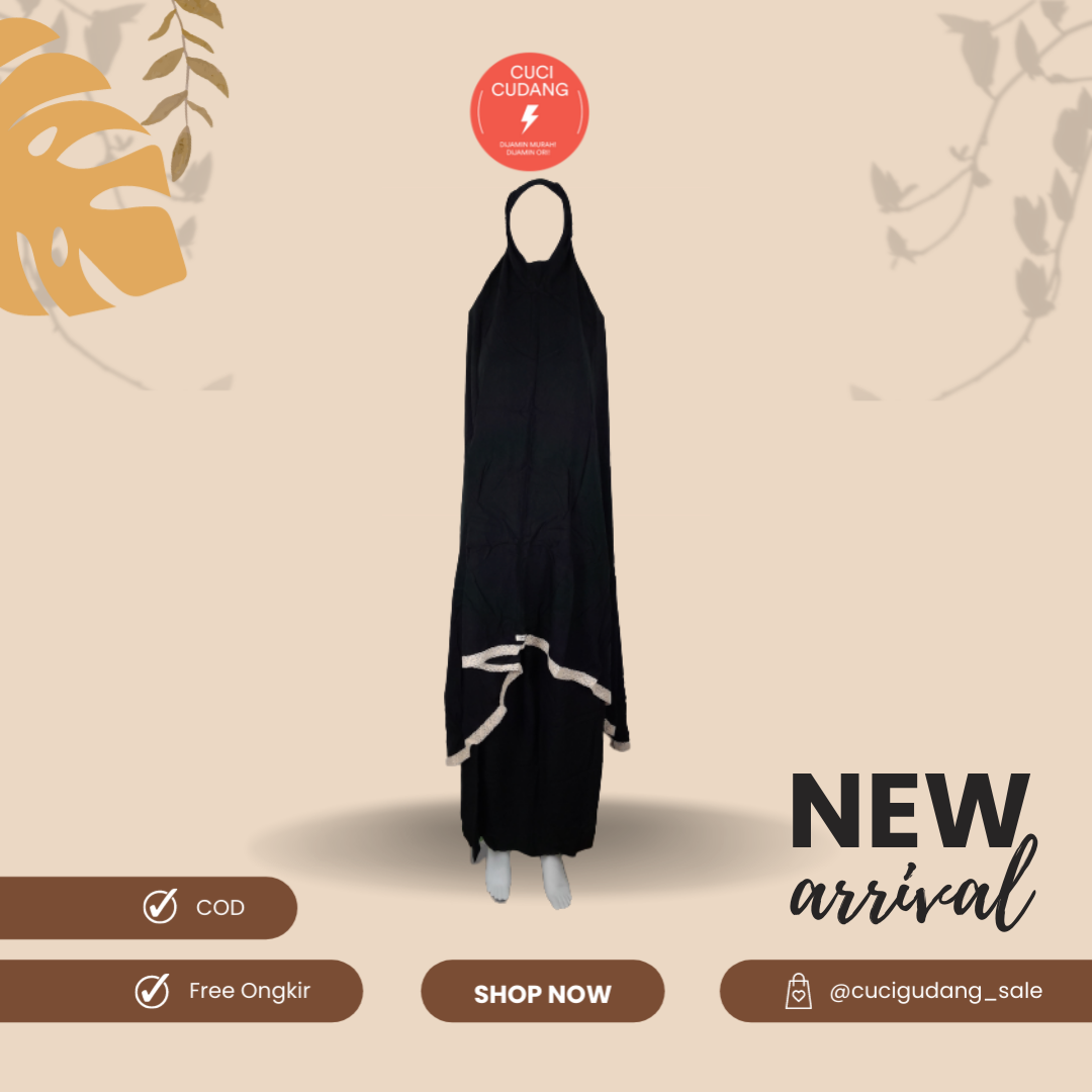 Nabila Mukena Polos Bahan Katun Rajut - Hitam