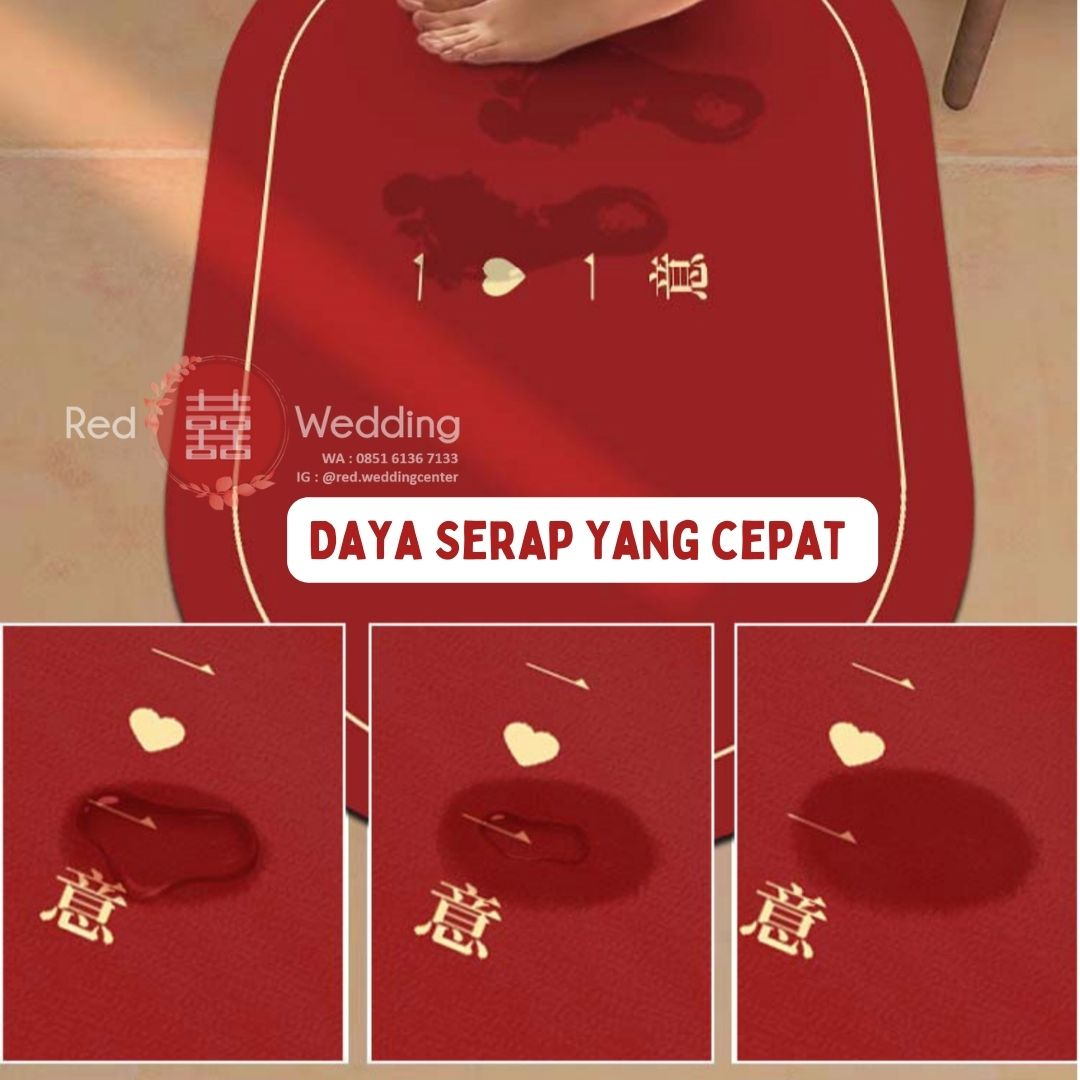 [DTM] Keset Kaki DIATOMITE Keset Lantai Alas Kamar Mandi Toilet Mat tema Wedding Shuang Xi 40x60cm design lucu dan aesthetic