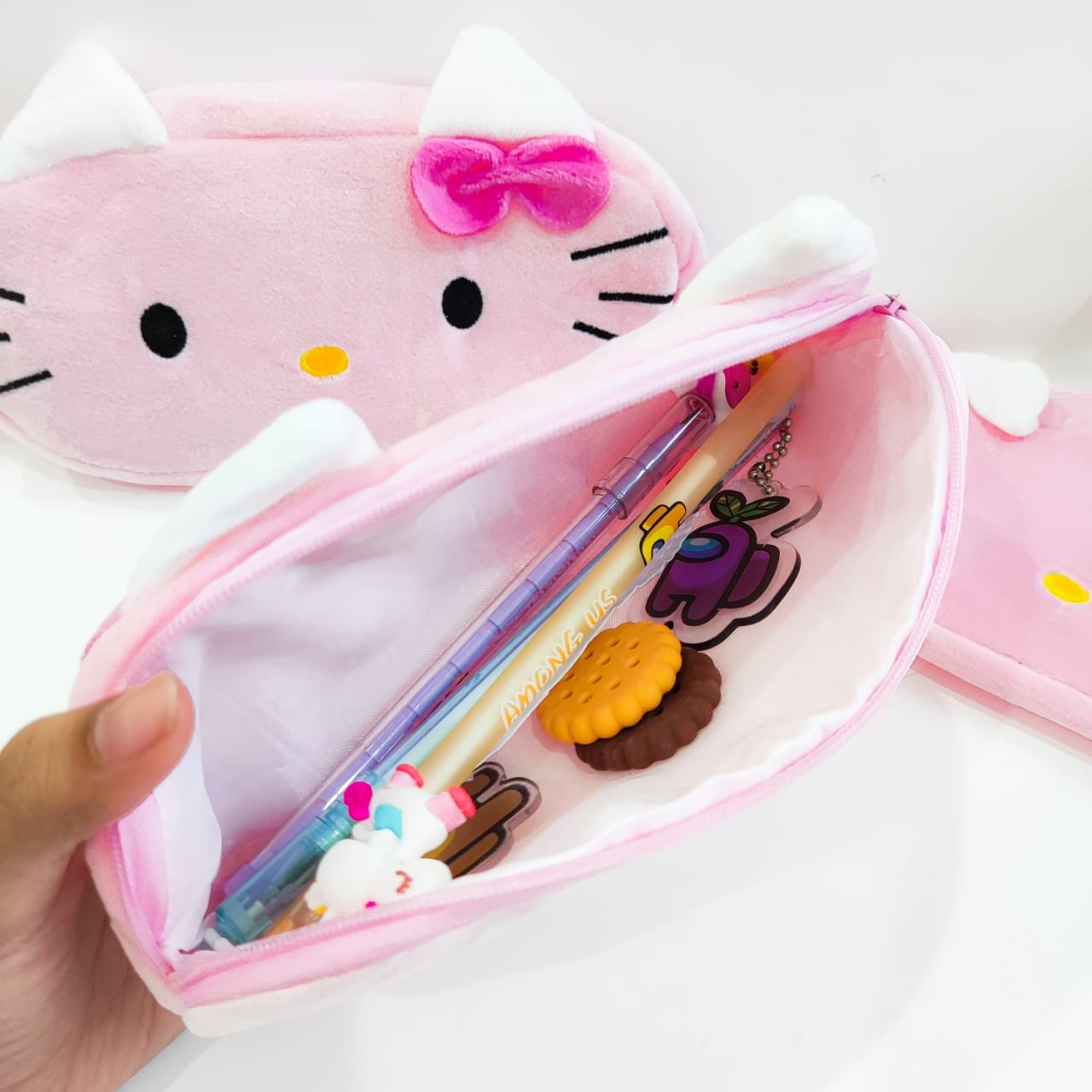 KOTAK PENSIL BENTUK HELLO KITTY LEMBUT PLUSHY PLUSHIE POUCH PANJANG TEMPAT ALAT TULIS SIMPLE