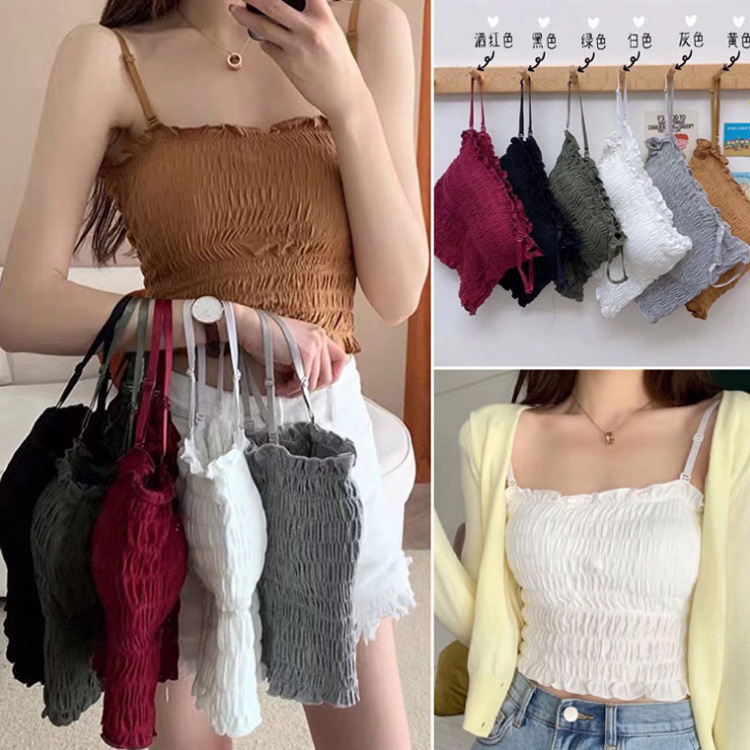 Tank Top Atasan Wanita Korean Style import Pendek Polos Tanktop With Bra Fashion Simple 892