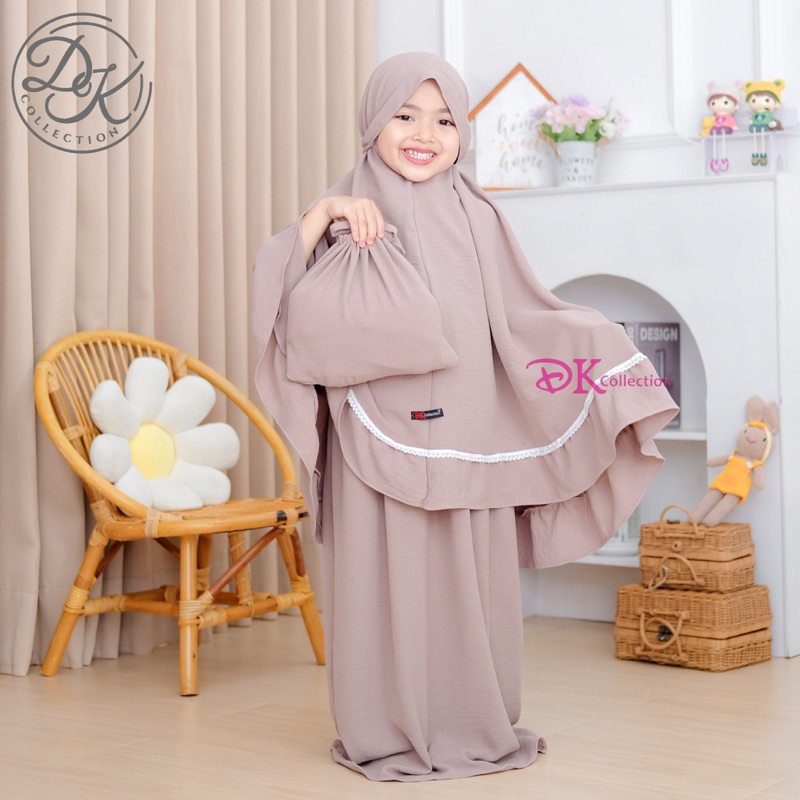 Mukena Anak 3 in 1 CRINGKLE AIRFLOW/ ADEEVA polos