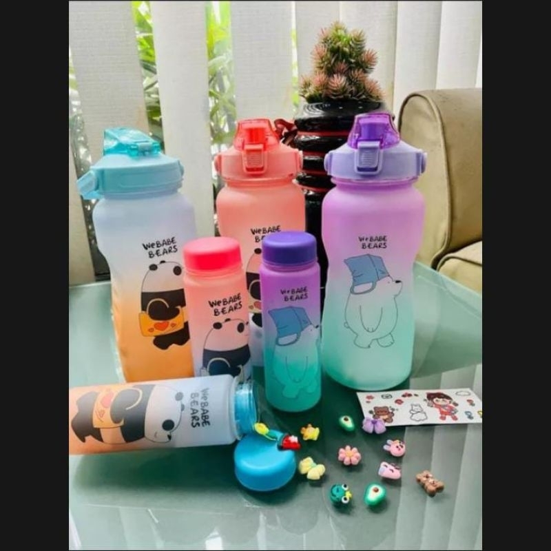Botol minum panda 1 set isi 2 pc , 2L dan 1,3L / botol minum korea gradasi