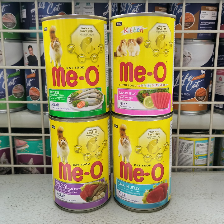 GRAB/GO-JEK ( 24 Kaleng / 1 Dus ) Makanan Kucing Meo Kaleng Sardine In Prawn Jelly 400G Wet Food