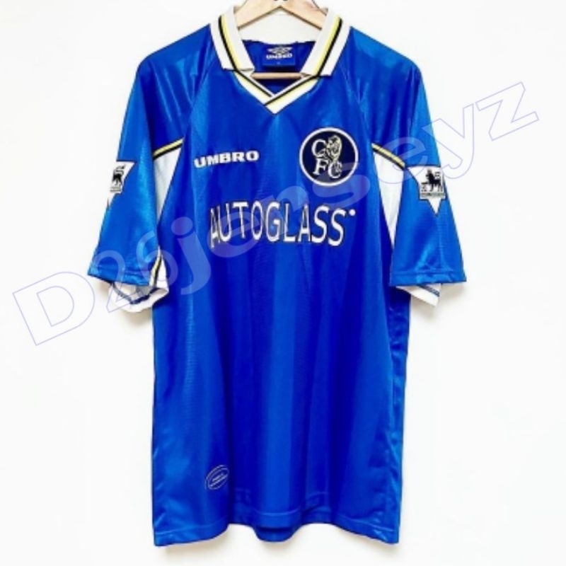 Jersey RETRO ChelseaA_ Home 1997 / 1998 AUTOGLASS + Patch