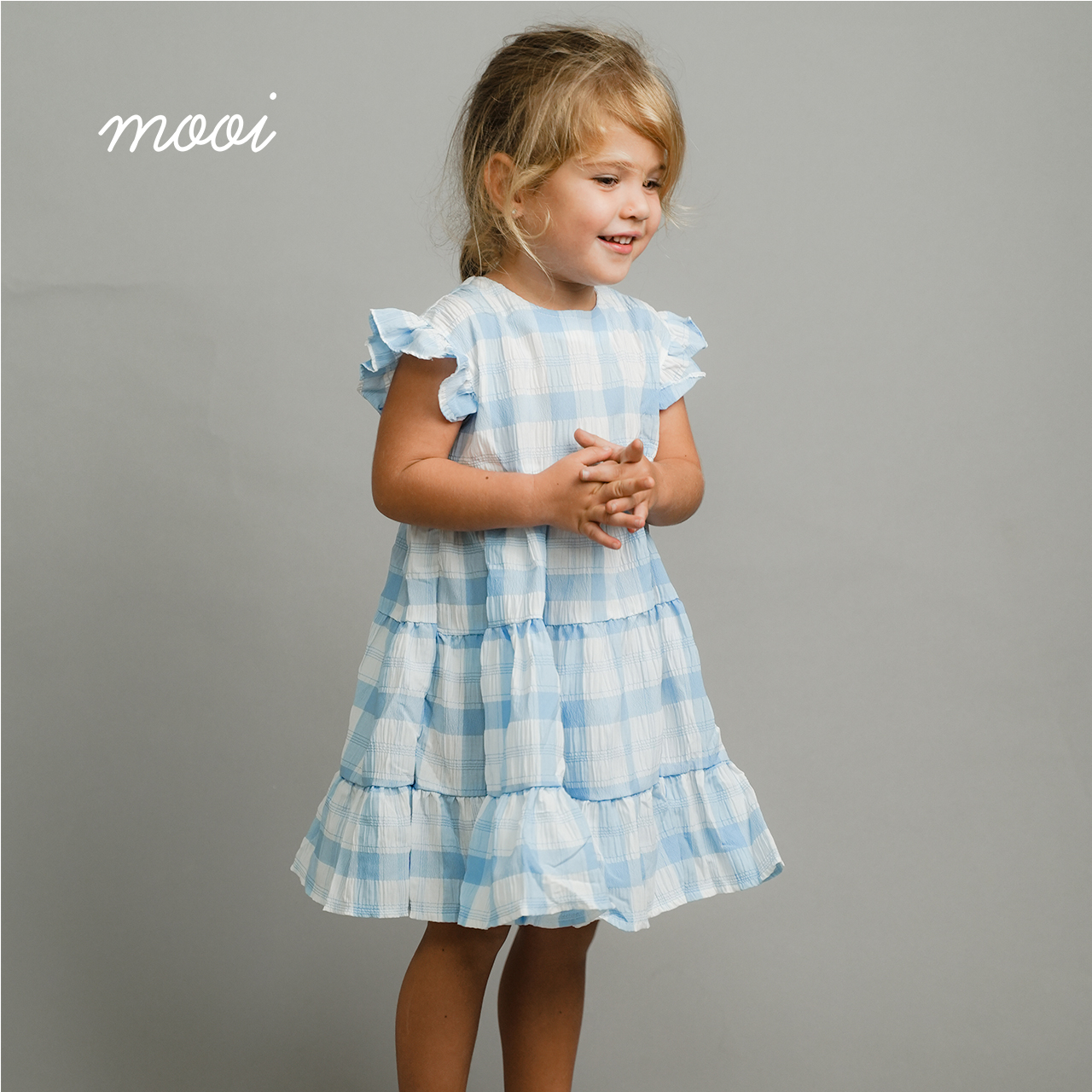 MOOI STARLA DRESS NILA  DRESS ANAK MOTIF KOTAK DRESS RUFFLE PENDEK ANAK PEREMPUAN 1-5 TAHUN