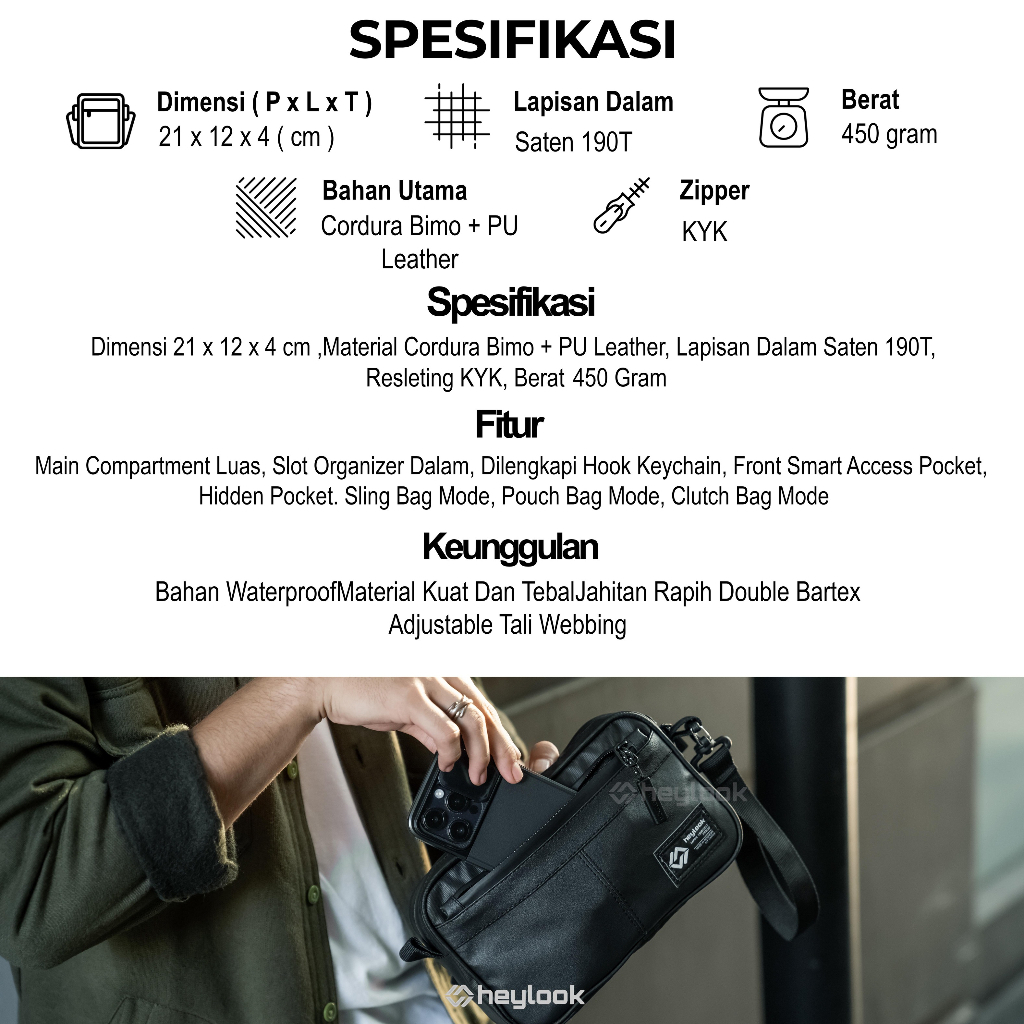 Clutch Sling Bag Handbag Waterproof Tas Tangan Pria Wanita Multifungsi Anti Air Anti Sobek