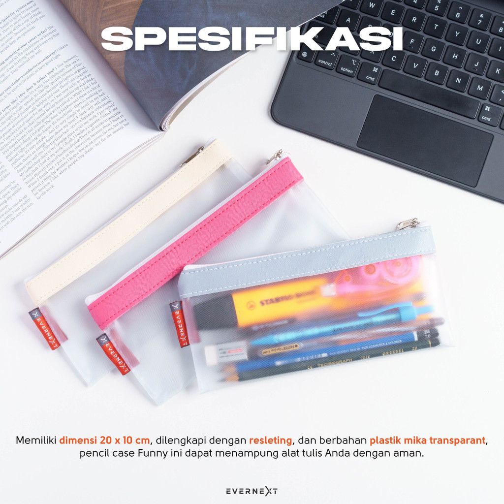 Tempat Pensil Transparan Multifungsi Pencil Case Tepak Alat Tulis Kantor Organizer Pouch