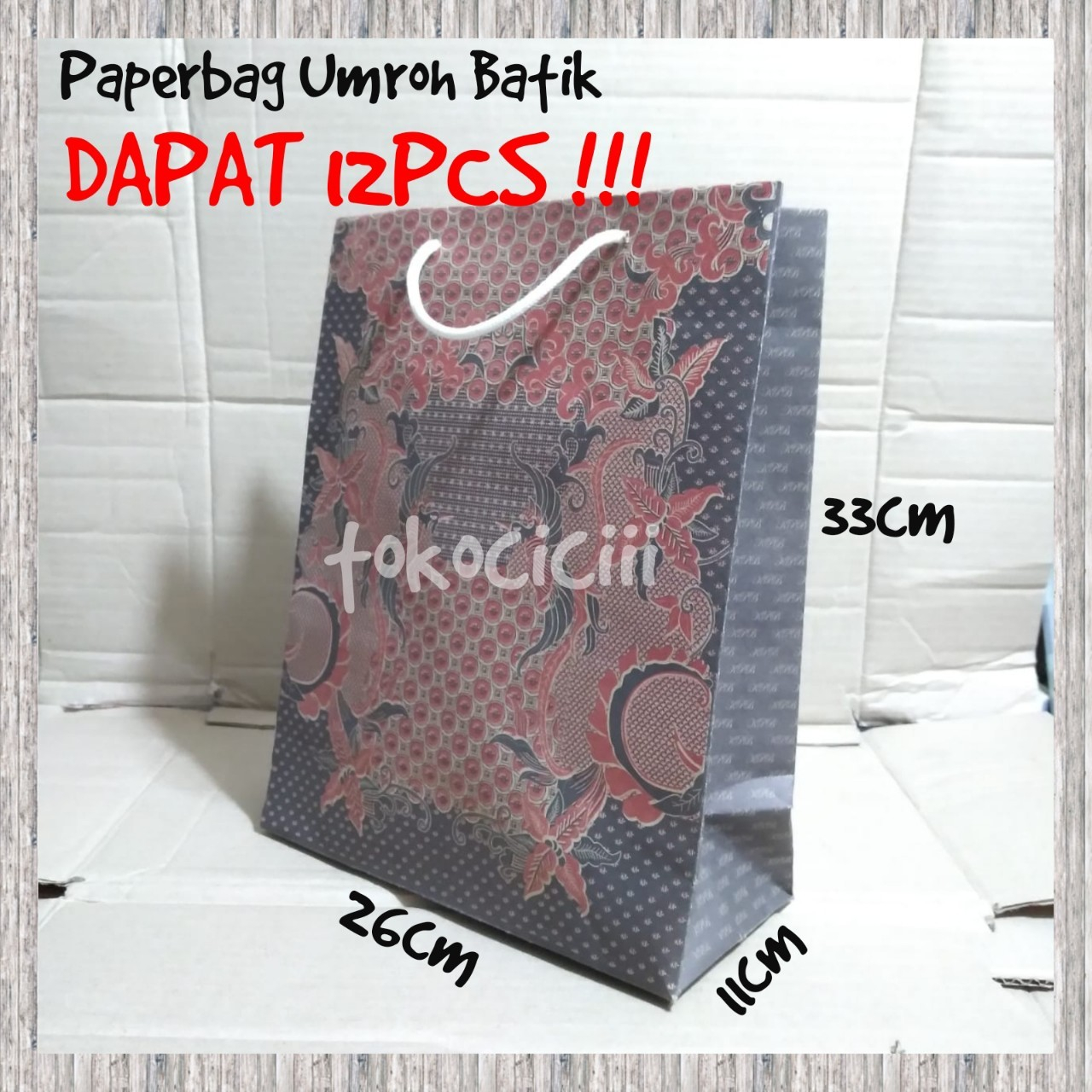 

Isi 12pc Paperbag umroh batik lusinan / tas kertas motif batik 26 x 33 / tas kertas batik / paperbag