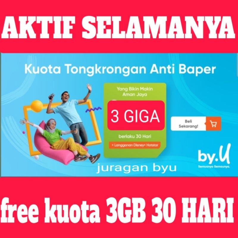 [ BISA COD ] Kartu perdana byu 3GB 30 Hari