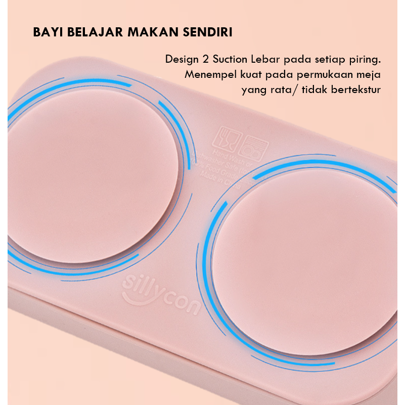 LIGERA 2in1 Travel Baby Suction Plates / Silicone Lunch Box / Piring Sekat Anak Bayi Anti Tumpah