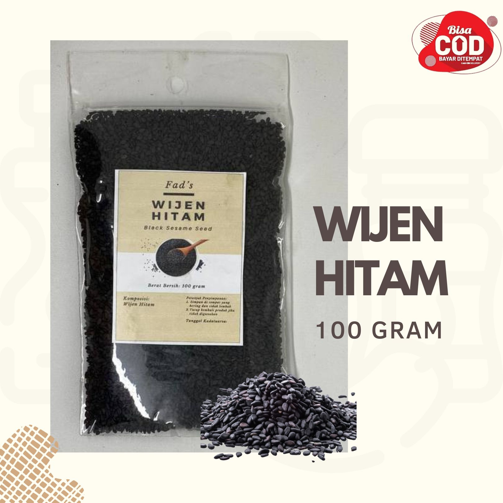 Wijen Hitam 100gr - Wijen Hitam Sangrai 100gr - Wijen Putih 100gr - Wijen Putih Sangrai 100gr