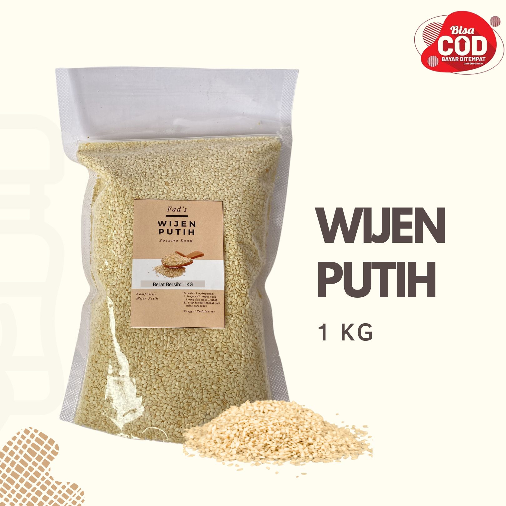 Wijen Hitam 1kg - Wijen Hitam Sangrai 1kg - Wijen Putih 1kg - Wijen Putih Sangrai 1kg