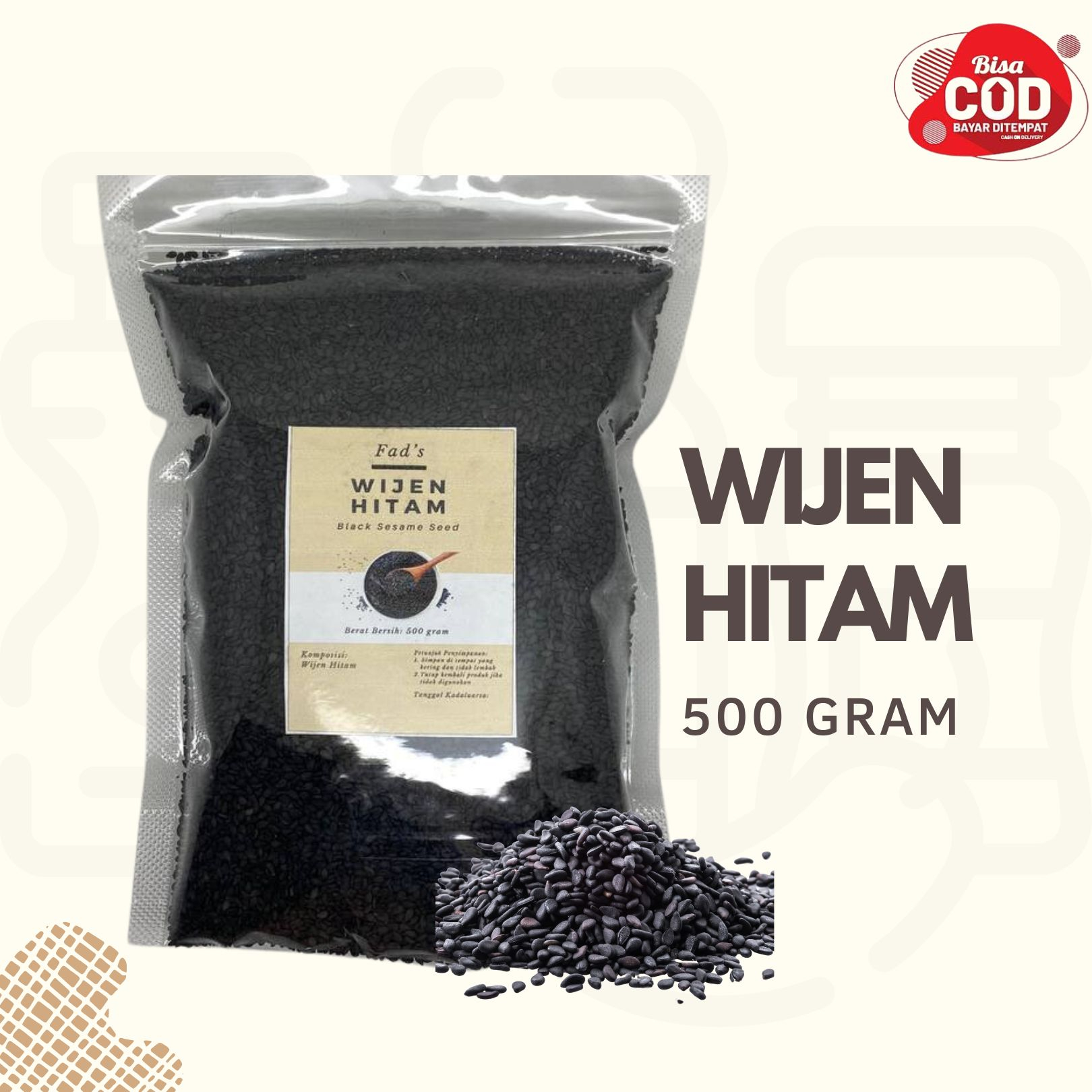 Wijen Hitam 500gr - Wijen Hitam Sangrai 500gr - Wijen Putih 500gr - Wijen Putih Sangrai 500gr