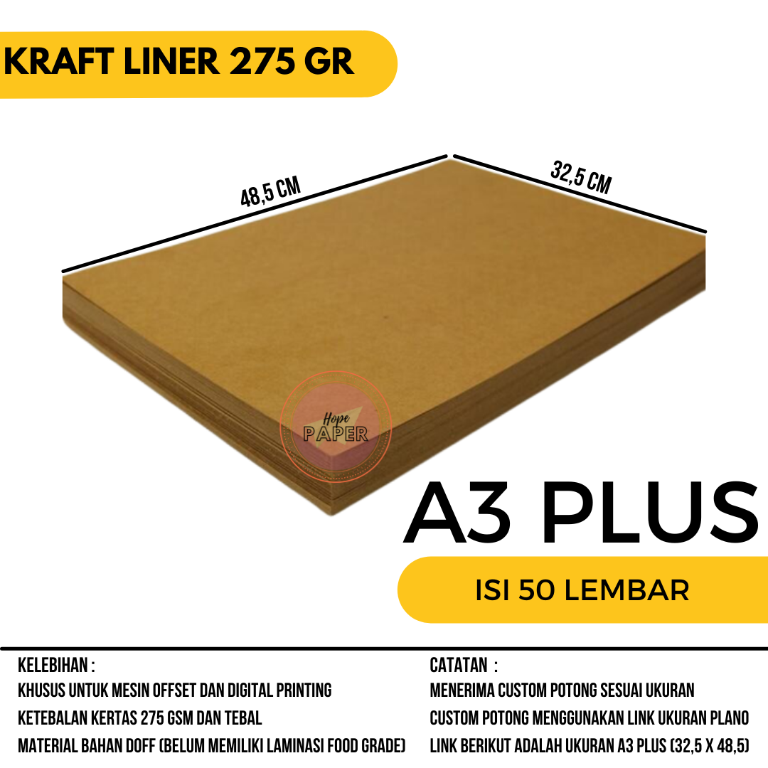 

Samson Kraft 275 gsm A3 Plus isi 50 lembar / Kertas Samson Kraft Liner Tebal 275 gram