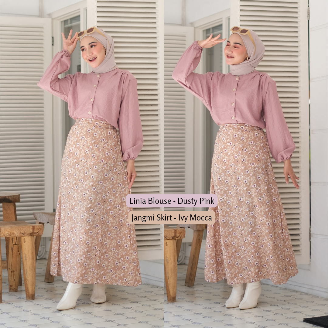 ROK BUNGA KOREA / ROK A-LINE MOTIF BUNGA / ROK PANJANG WANITA / JANGMI FLOWERY SKIRT DEEWIDIY