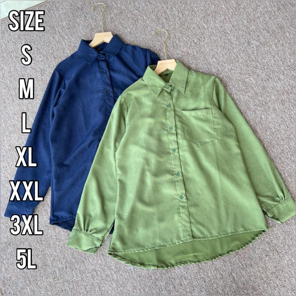 Casley Shirt - Ukuran S M L XL XXL 3XL 5L - Kemeja Wanita Jumbo - Atasan Wanita Big Size