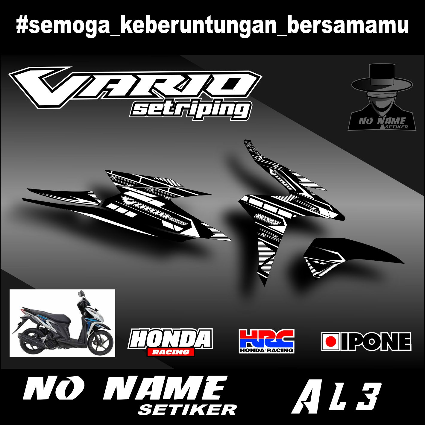 STIKER STRIPING VARIO TECHNO 125 FI 2014 (AL3) STRIPING STIKER LIST