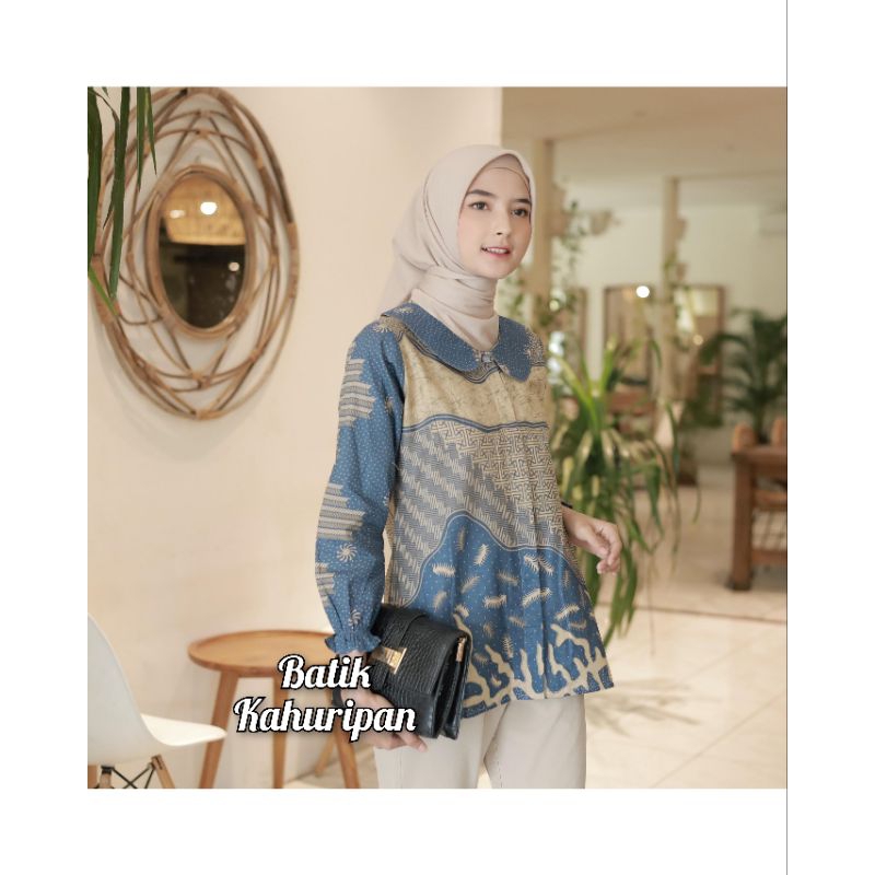 Baju batik wanita modern batik wanita lengan panjang motif abstrak