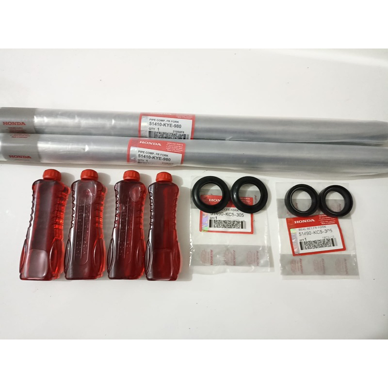 PAKET AS SHOCK SOK DEPAN MEGA PRO VERZA MEGAPRO NEW MEGA PRO NEW HONDA KYE 1SET 2pcs sesuai foto  isi :  - 2pcs as shock - 2pcs seal shock - 2pcs seal abu - 4pcs oil shock