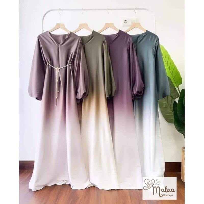 ALAIDA GRADIENT DRESS | Silk Armany Gradasi | Gamis Busui Gradasi | Limited