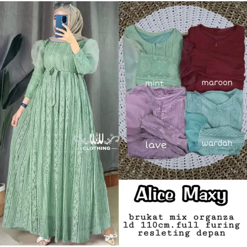 READY ….!!!!! Dress alice maxy mix organza gamis brokat terlaris