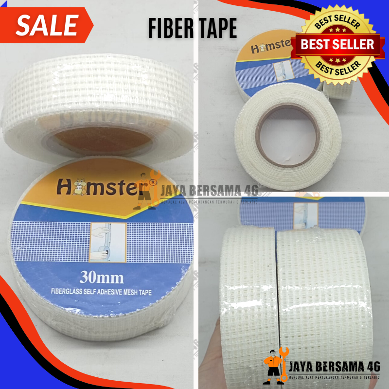 FIBER TAPE / ISOLASI LAKBAN GYPSUM / LEM KASA GYPSUM / PERBAN GYPSUM / PEREKAT GYPSUM PLAFON / FIBER GLASS 30 50 mm