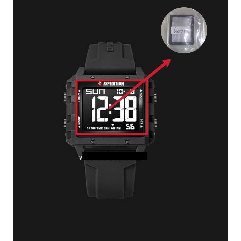 kaca jam tangan expedition 6817 original