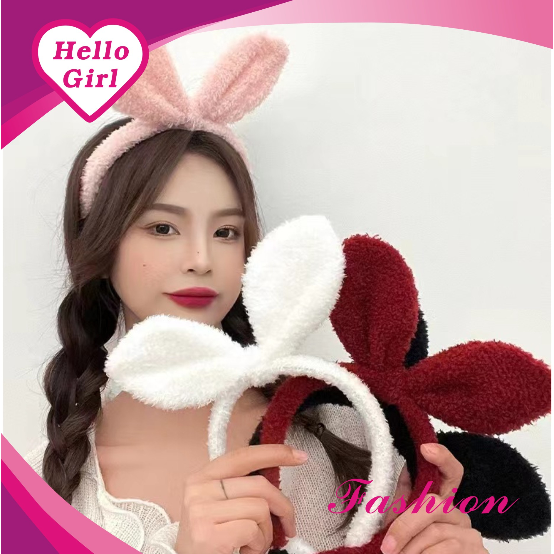 (Hello Girl)B76 Bando Wanita Motif Pita Besar Bulu Gaya Korea Kekinian Import