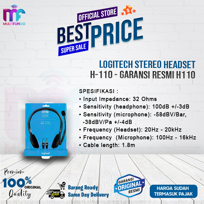 Logitech Stereo Headset H110 - Garansi Resmi H-110