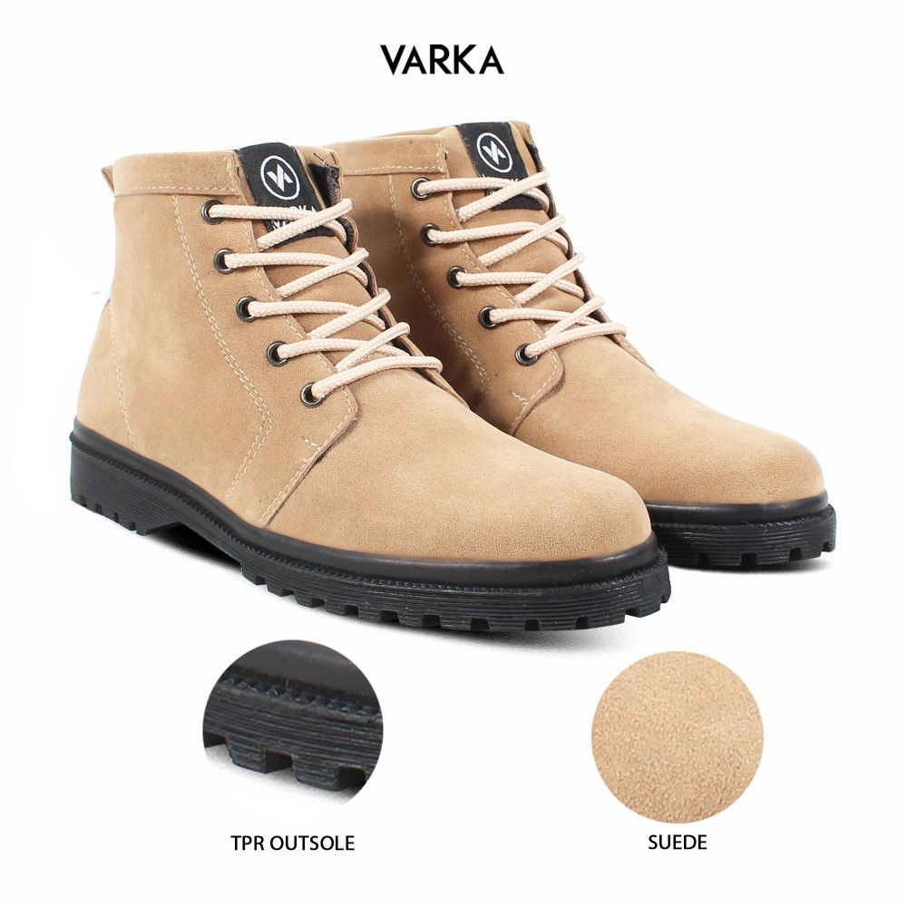 Sepatu Boots Wanita Terbaru V 5317 Brand Varka Sepatu Sneaker Wanita Kerja Hangout Trendi Berkualitas - Krem